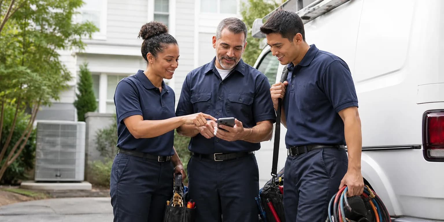 A local service team preparing to help customers